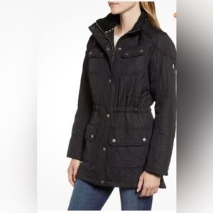 BARBOUR Women’s Arrow Quilted Hooded Anorak Jacket Coat Black Size US 4 NWOT